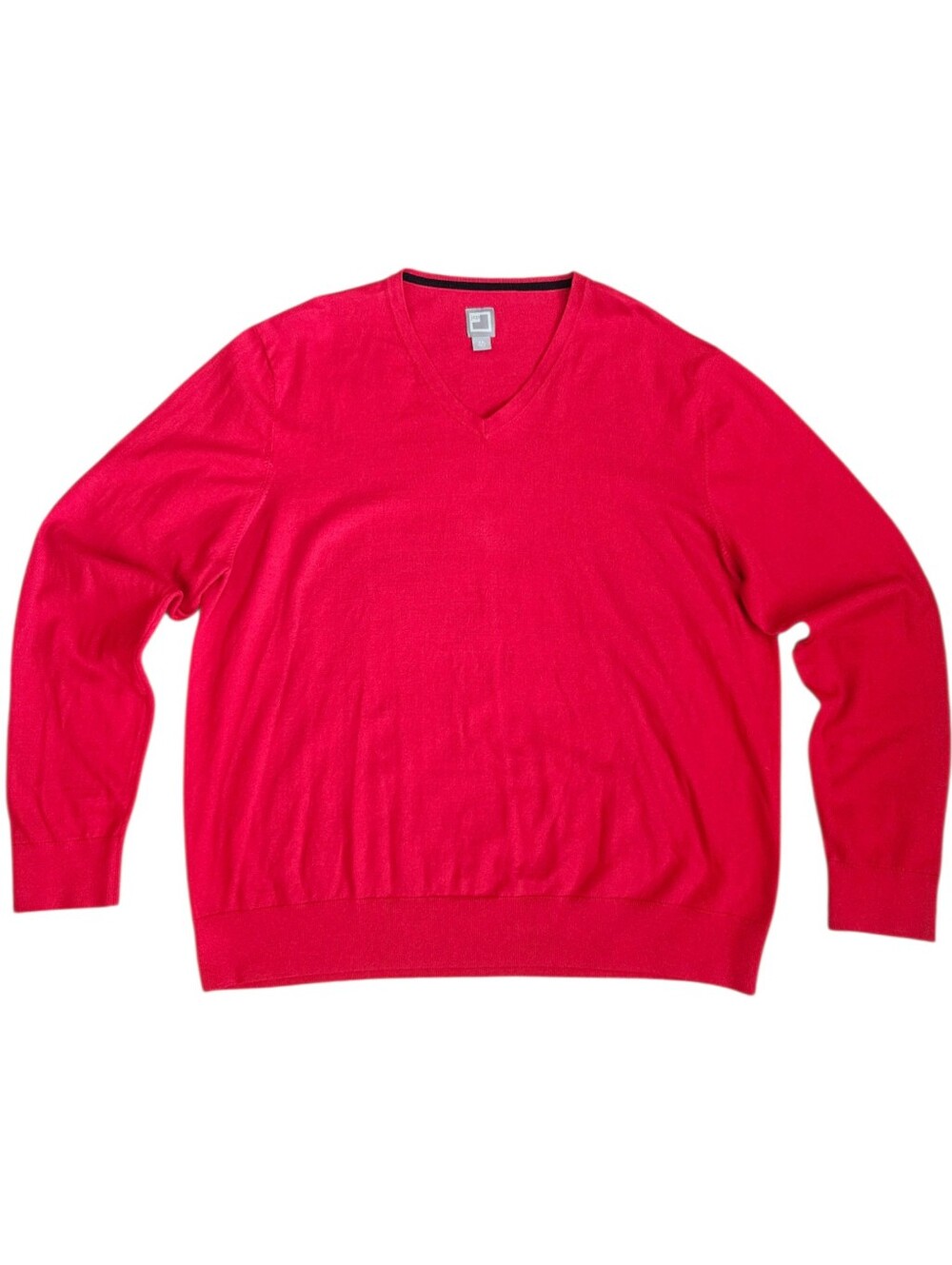 JC Penney Mens Red V-neck Pullover Cotton Cashmere Sweater Sz XXL Holiday Career